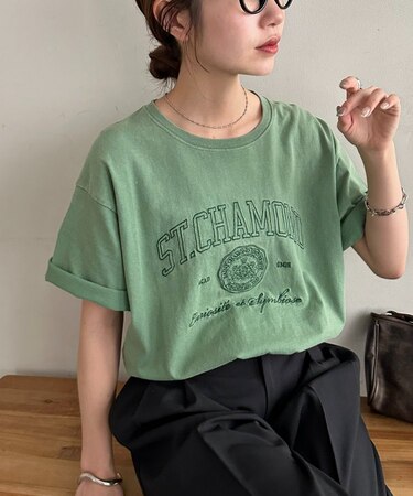 【Enlude】同色刺繍カレッジロゴTシャツ《ユニセックス》