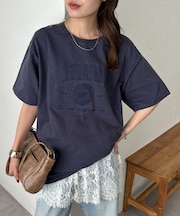 【Enlude】同色刺繍カレッジロゴTシャツ《ユニセックス》