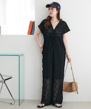 花柄ジャガードサロペット