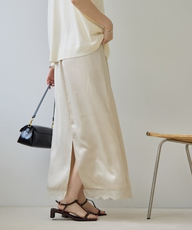 【Noka】裾レースセミフレアスカート