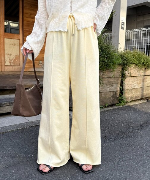 ライトオンス裏毛センタープレスワイドパンツ