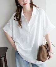 【Noka】衿付きスキッパー半袖シャツ