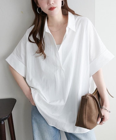 【Noka】衿付きスキッパー半袖シャツ