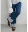 ライトオンス裾レースデニムストレートパンツ