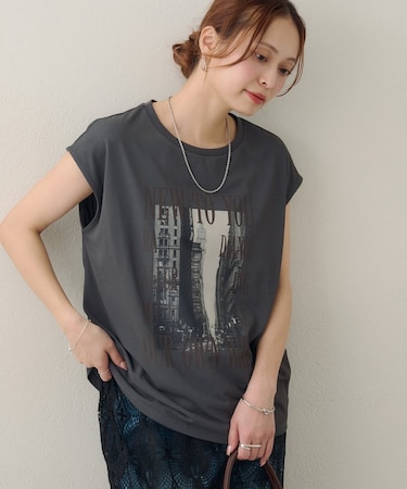【Noka/汗染み防止】フォトプリントフレンチTシャツ