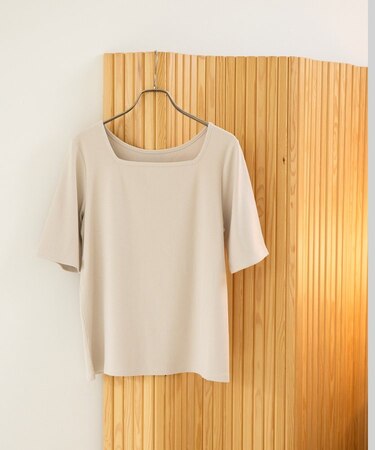 【Noka】2WAYスクエアネックリブ半袖Tシャツ