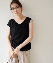 【Noka】シャイニーリブドレープTシャツ