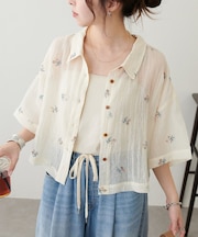 【WEB先行販売】刺繍シアークロップドシャツ