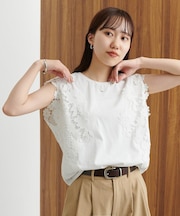 【接触冷感】袖レースTシャツ