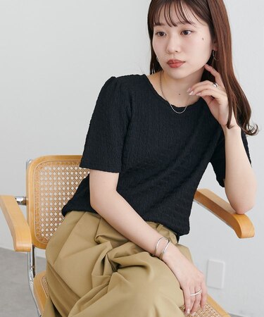 生地ジャガード5分袖《WEB限定カラーあり》