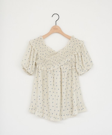 【umm.】花柄シャーリングブラウス
