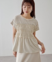 ボーダーシャーリングTシャツ
