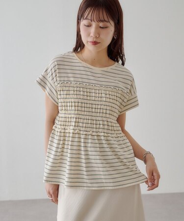 ボーダーシャーリングTシャツ