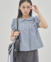 【umm.】ボウタイ付丸衿パフブラウス