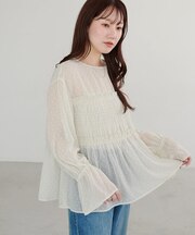 シアードット刺繍ブラウス