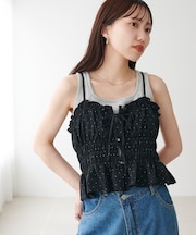 ドット柄シャーリングキャミ