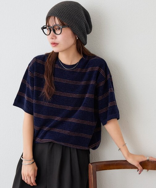 【Enlude】ミニモールボーダーニットTシャツ《ユニセックス》
