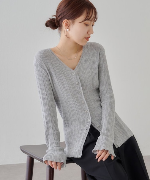 ピコ刺繍リブカーディガン