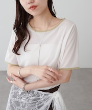 ベロアバイカラー半袖プルオーバー