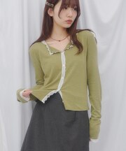 【umm.】リブレースカーディガン