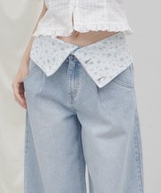 【umm./AW先行予約】ウエスト折り返しワイドデニムパンツ