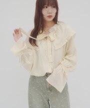 【umm.】フリルビックカラーボウタイブラウス