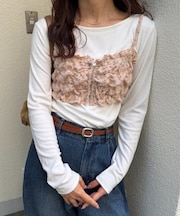 【umm.】起毛レース花柄キャミビスチェ