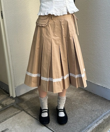 【umm.】ウエストポーチ付きプリーツスカート