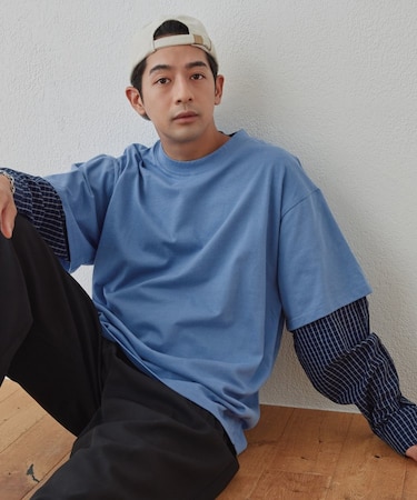 【Enlude】オーバーサイズレイヤード半袖Ｔシャツ《ユニセックス》