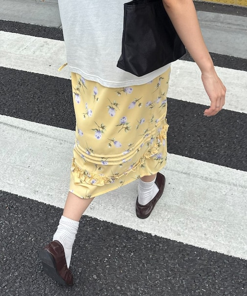 【umm.】柄アソートピンタックフリルスカート