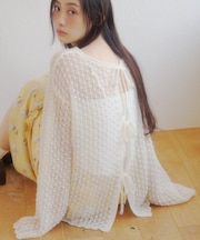 【umm.】前リボンモヘアライクルーズニット