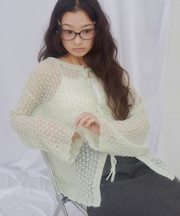 【umm.】前リボンモヘアライクルーズニット