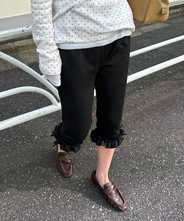 【umm.】裾フリルバイカーパンツ
