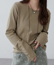 リブ袖口ボタンロングスリーブ《WEB限定カラーあり》