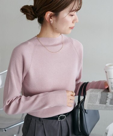 リブハイネックプルオーバー