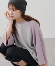 【Enlude】製品加工ワッフルラグラン7分袖Tシャツ《ユニセックス》