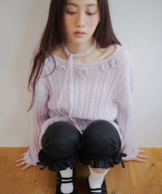 【umm.】フラワーモチーフモヘアライクルーズニット