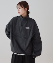 【Enlude】ワンポイント刺繍ハーフジップシャツ《ユニセックス》