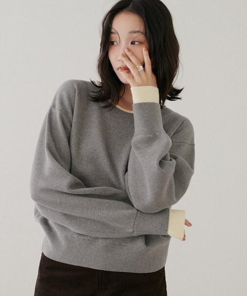 レイヤード風配色ニット
