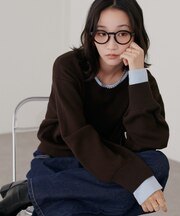 レイヤード風配色ニット