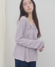 【umm.】フロントリボンペプラムプルオーバー