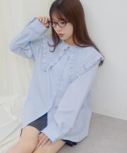 【umm.】ビッグカラーレースシャツ