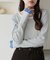 袖口レイヤード風クルーネックニット