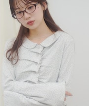 【umm.】衿付きフリルドレープショートカーディガン