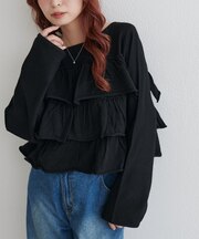 フリルティアードニット