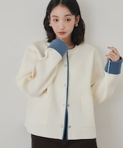 袖折り返し配色スポンデッシュカーディガン