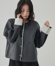 袖折り返し配色スポンデッシュカーディガン