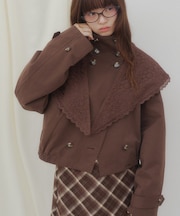 【umm.】スカーフ付きショート丈トレンチコート