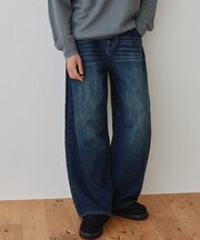 【Enlude】サイドボタンタックデニムワイドパンツ《ユニセックス》