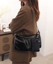 【6色展開】ポーチ付きフロントタックショルダーバッグ